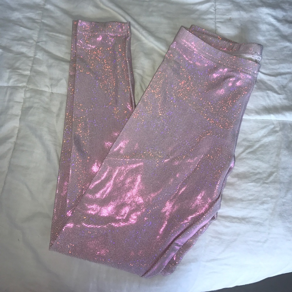 American Apparel Pink Glitter Leggings